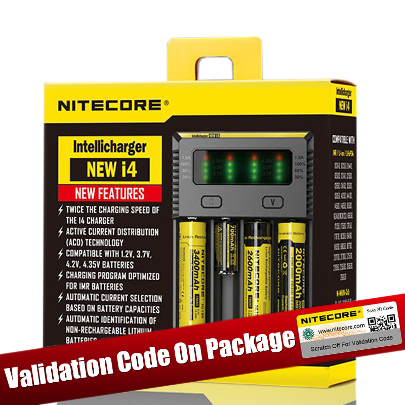 Nitecore D4 D2 New I4 I2 Digicharger LCD Intelligent Circuitry Global Insurance li-ion 18650 14500 16340 26650 Battery Charger. 