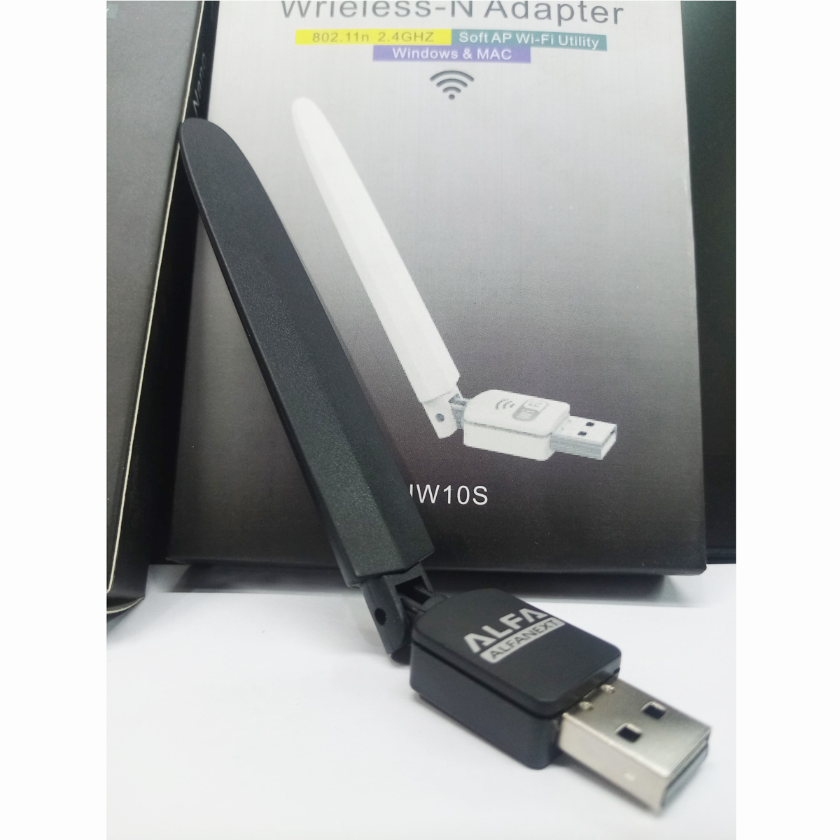 USB Wireless-N Adapter UW10S Alfa with Antenna- Black