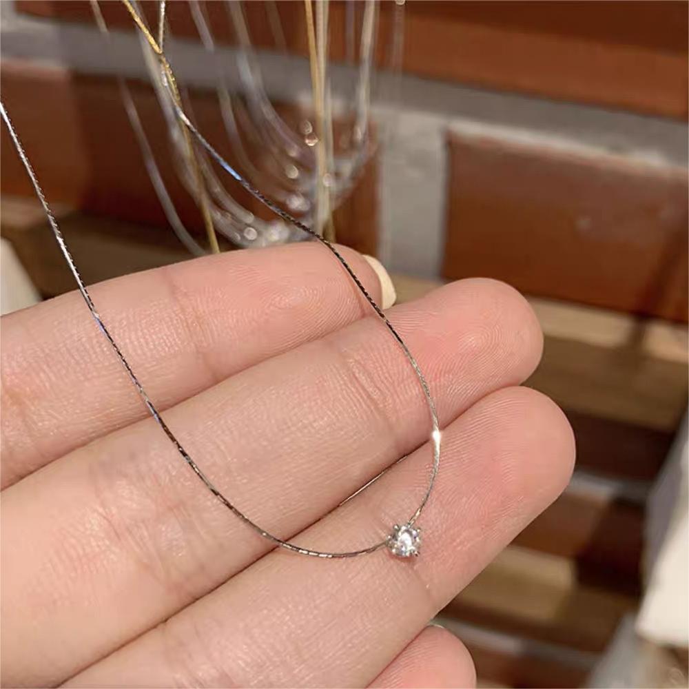 Spot titanium steel gold six-claw zircon necklace feminine temperament net red simple clavicle chain does not fade factory price. 