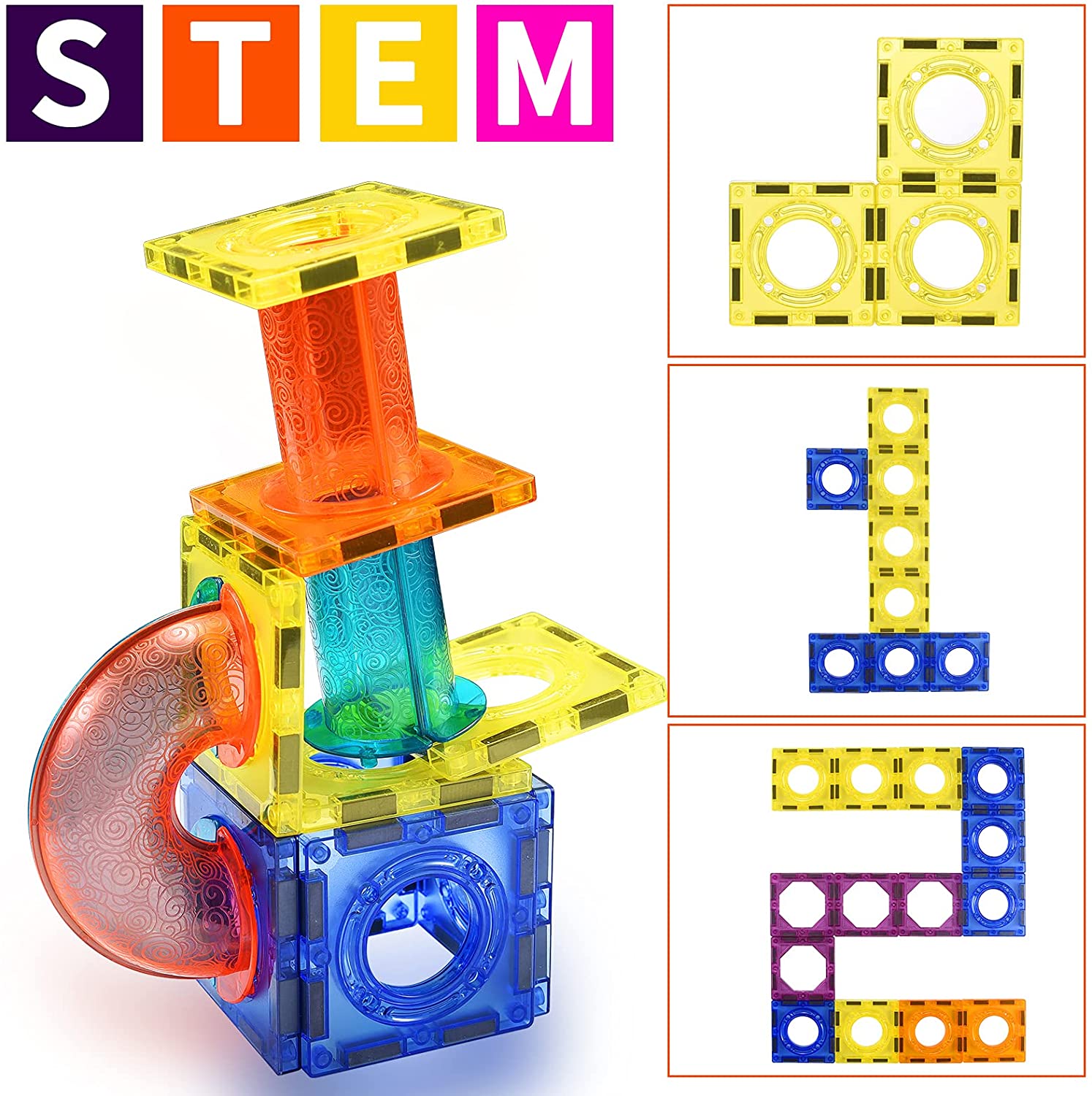 45pcs Magnetic tiles rolling ball pipe building blocks. 
