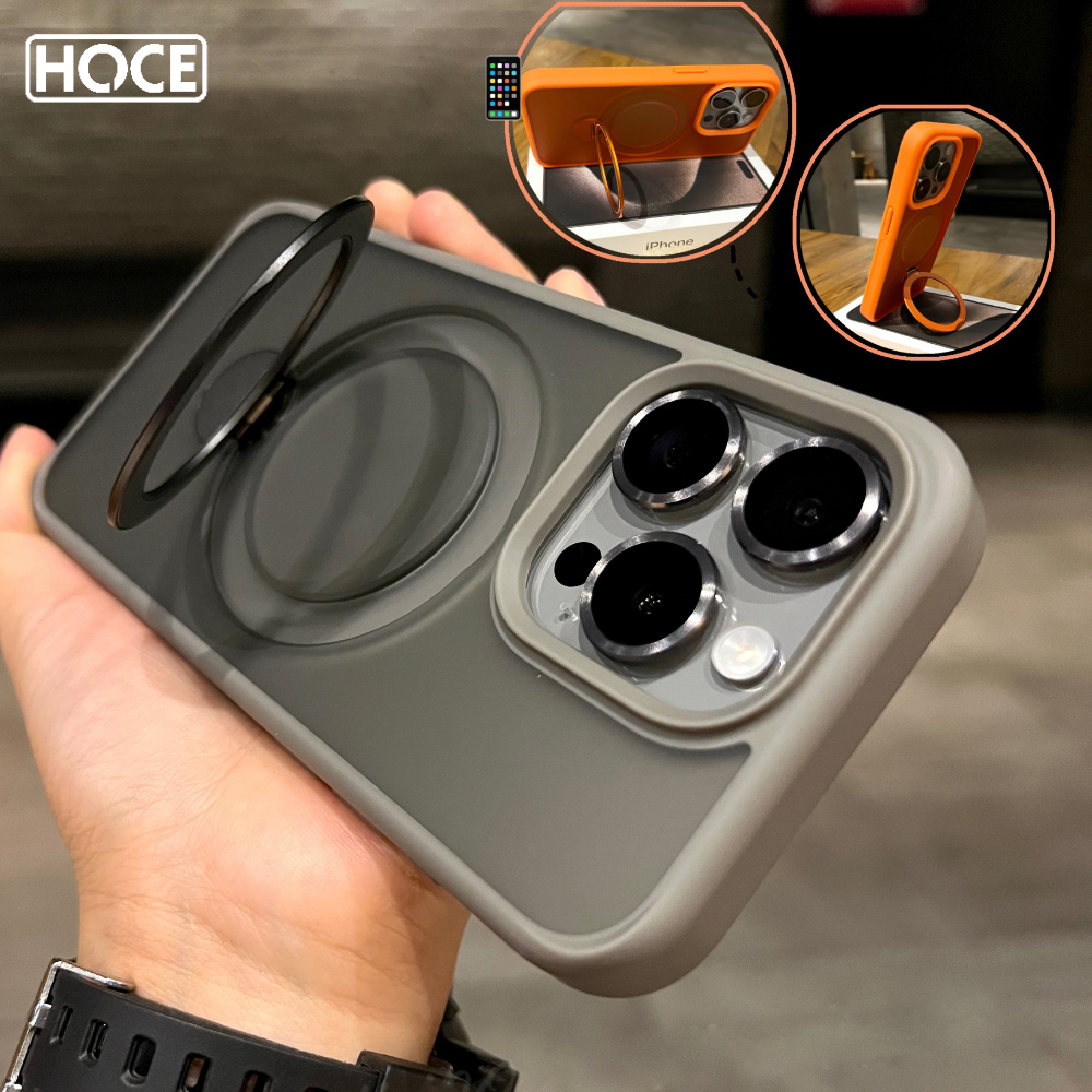 HOCE Magnetic Kickstand Phone Cases For iPhone 11 12 13 14 15 16 Pro Max 14 15 16 Plus MagSafe Case With Lens Ring Protector Shockproof Bumper Matte Clear Back Cover. 