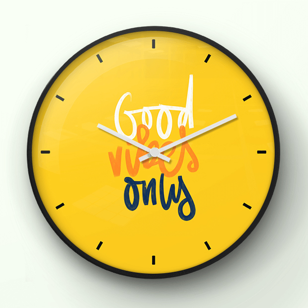 Paperboat Good Vibes Only Aesthetic Wall Clock 10 Inch - Clock. 