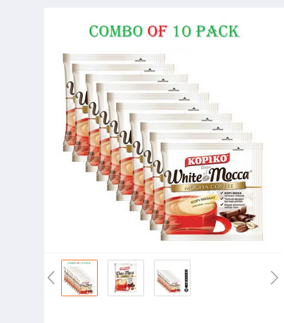 KOPIKO 3 in 1 White Mocca Coffee 20gm - Combo of 10 Pack