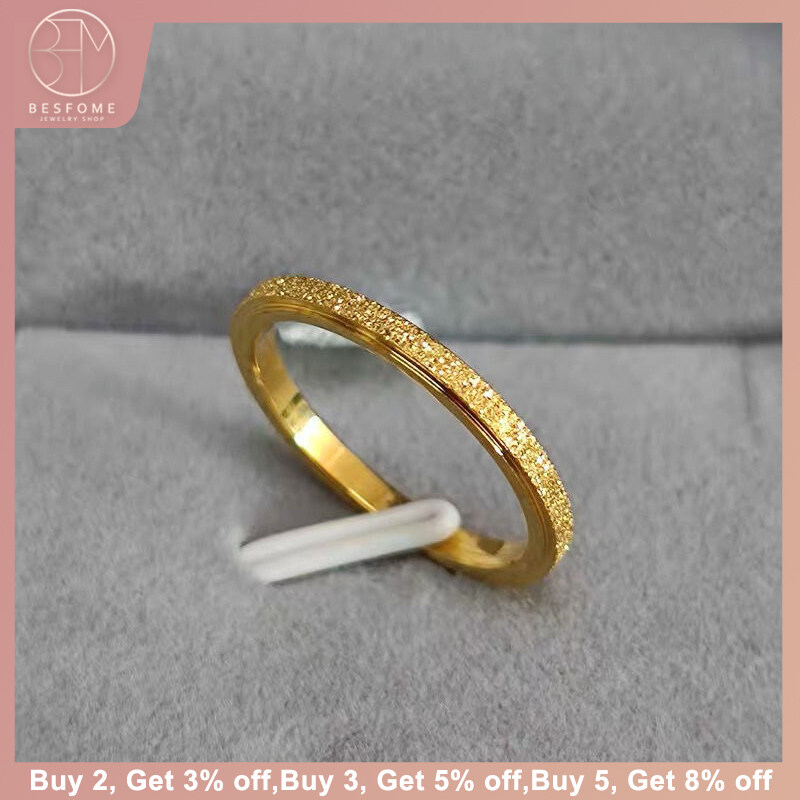 BESFOME Anti-Rust Stainless Steel Gold Minimalist Rings for Womem Simple Design Korean Style Accessories