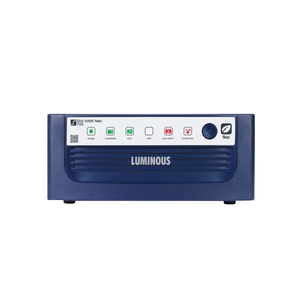 LUMINOUS IPS UPS MACHINE ECO WATT NEO 700 MODEL 500 WATT FOR SINGLE BATTERY SUITABLE FOR 3 FAN 6 LIGHTS. 