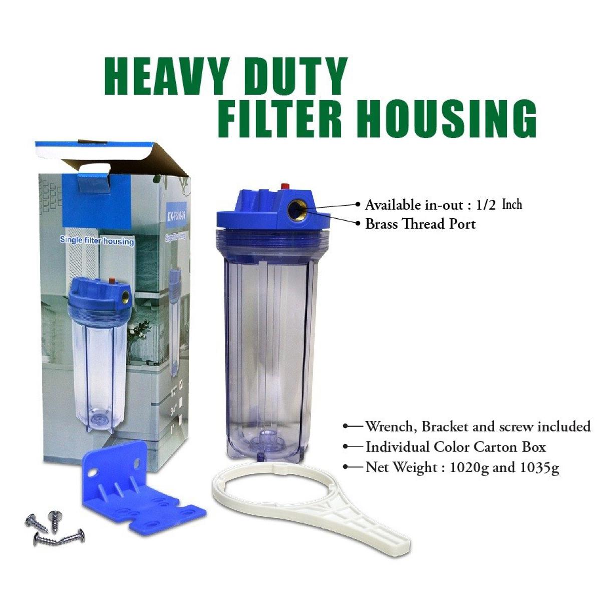 10 Inch 1/2" & 3/4 " Under Sink Inline Water Filter Purifier System Housing + Whole Filter Set