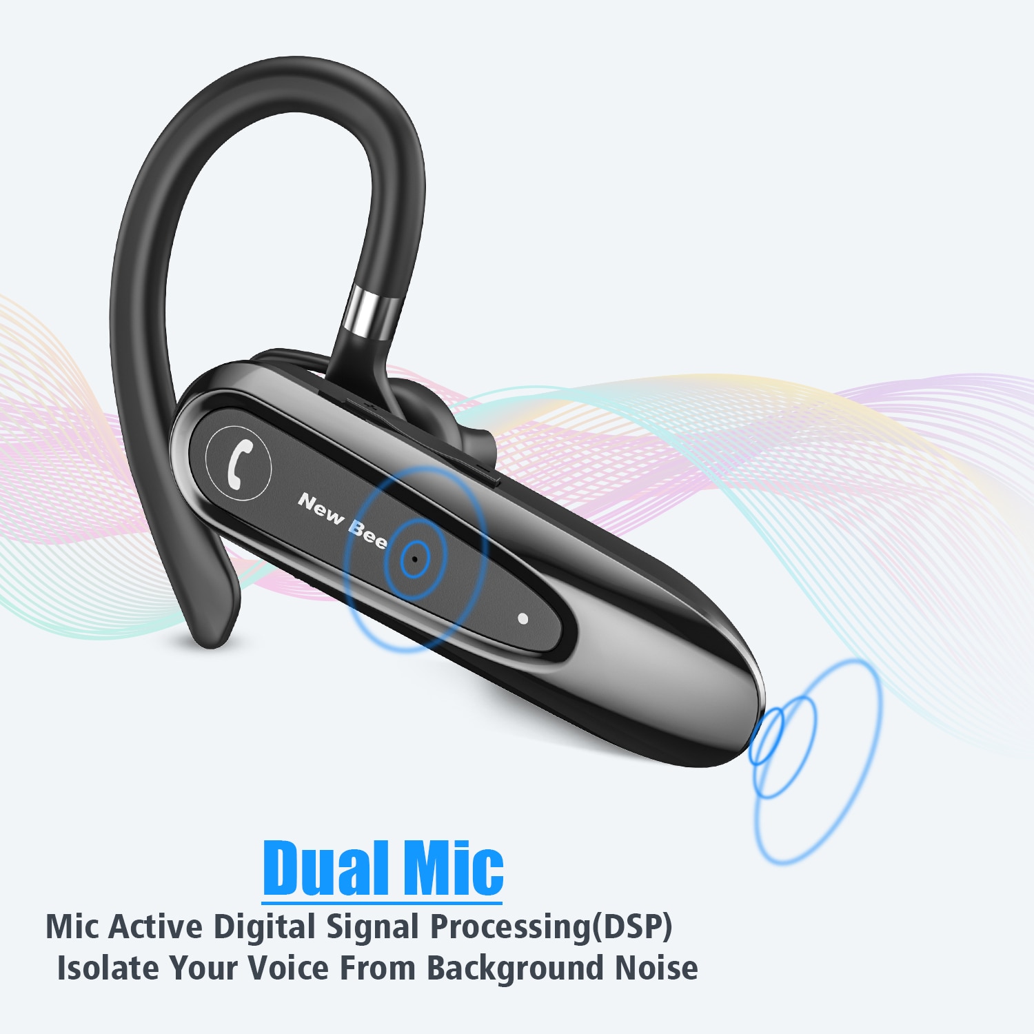New Bee B45 Bluetooth 5.0 Headset Wireless Earphone Headphones with Dual Mic Earbuds Earpiece CVC8.0 Noise Reduction for Driving. 