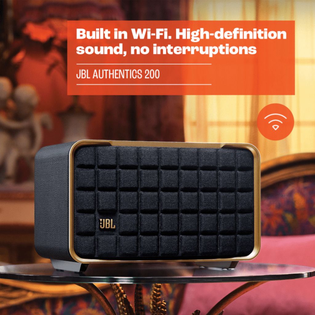 JBL Authentics 200 Smart Bluetooth Home Speaker with Wi-Fi & Google Voice Assistants. 
