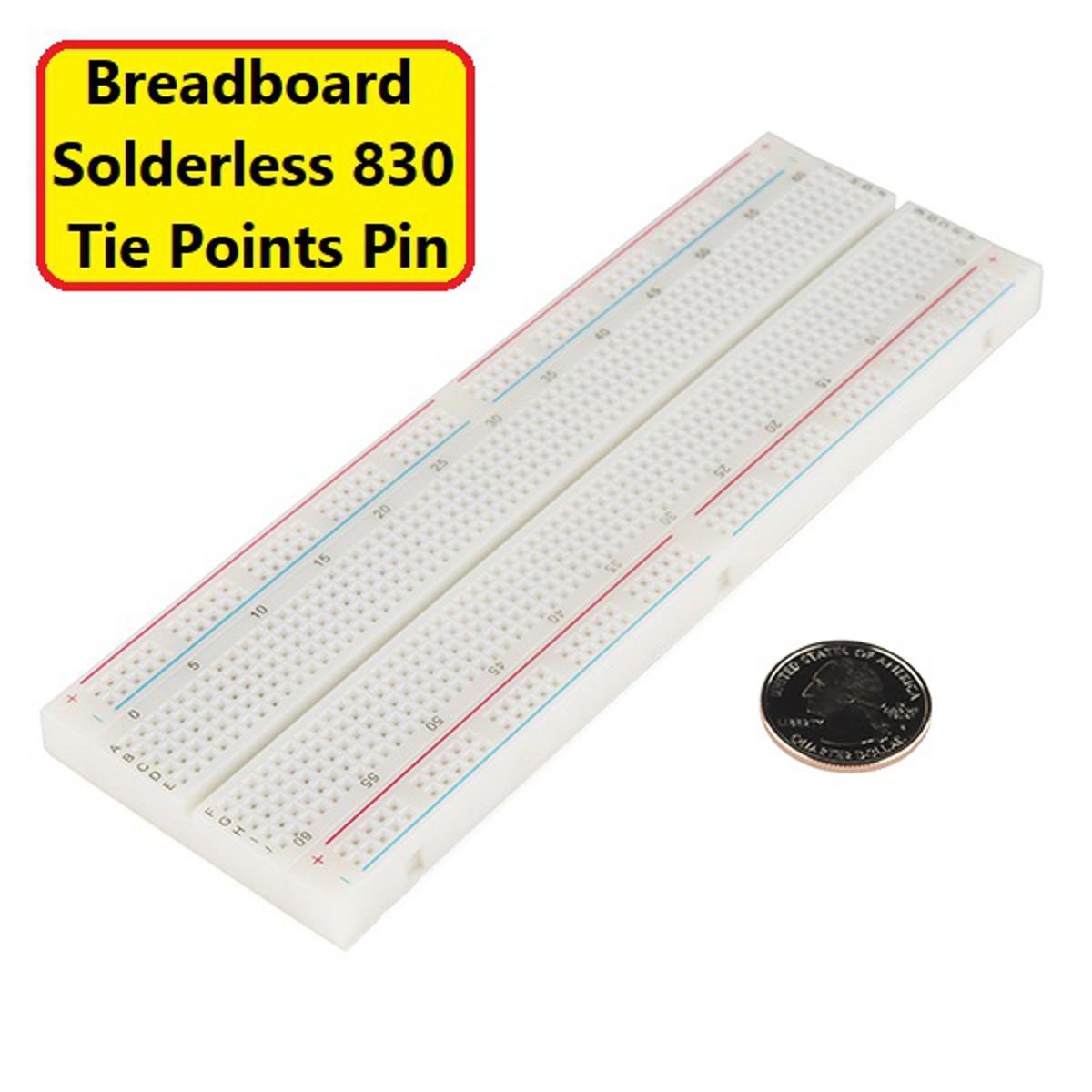 830 Point Breadboard Full Size Solderless WHITE Prototyping Test Circuit Board Plug-In 830 Tie Points Pin For Arduino Project Board Cables Connectors DIY - Multi Plug - Multi Plug