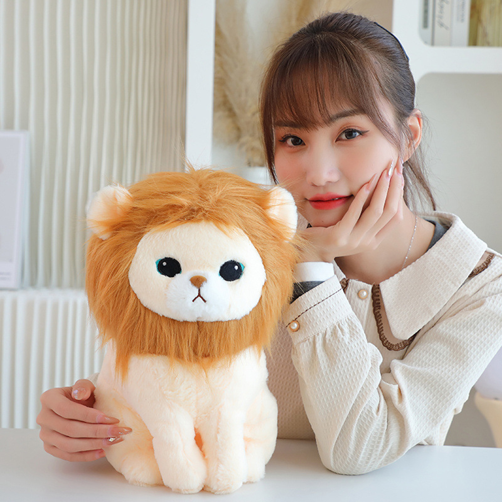 Lion Plush Doll Realistic Lion Stuffed Animal Plush Toy for Home Decor Soft Adorable Lifelike Lion Soft Toy. 