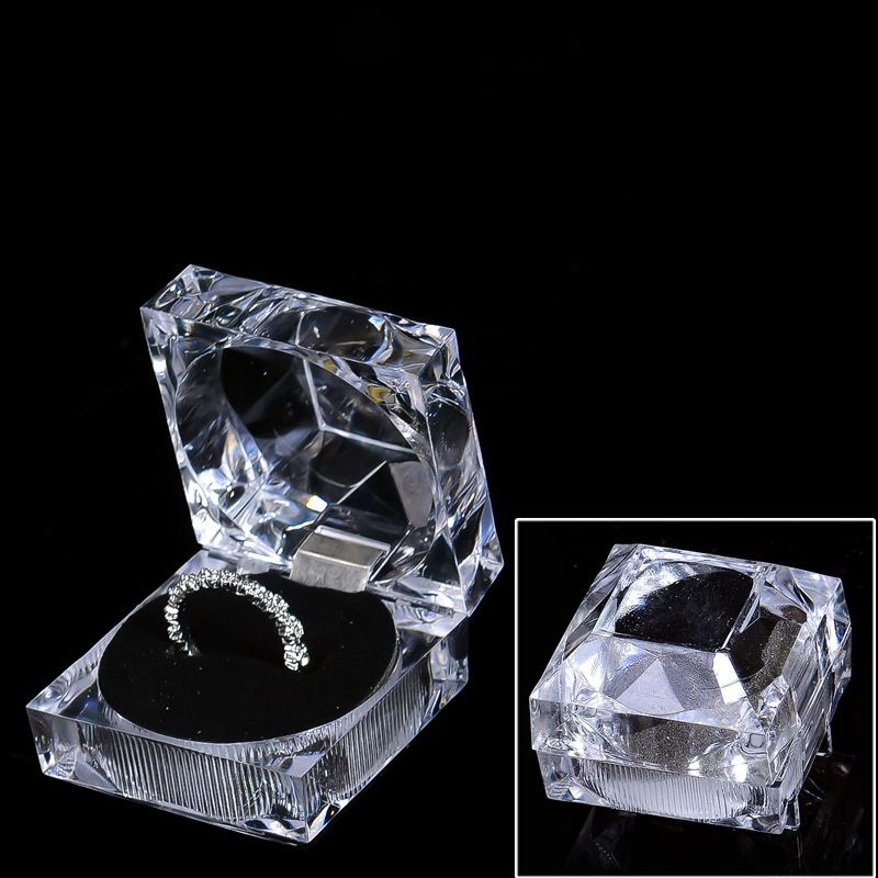 Box Gift Box Transparent Box Ring Box Cube Four-corner Acrylic Flower. 