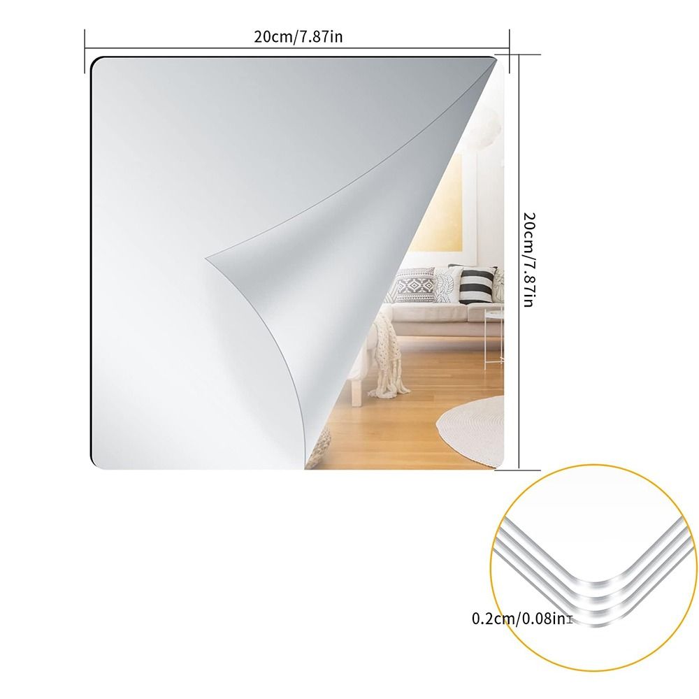 Safety Unbreakable Flexible Mirror Sheets Non Glass Cuttable PET Plastic Mirror Sheet Frameless Square Self Adhesive Stick on Mirror Tiles DIY Craft. 