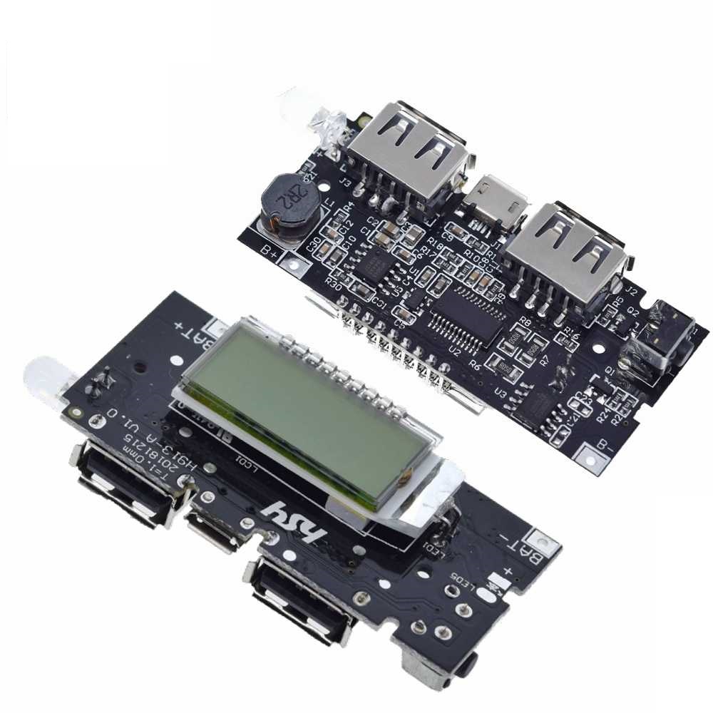 Dual USB 5V 1A 2.1A Power Bank Charging Module Circuit Board with Display. 