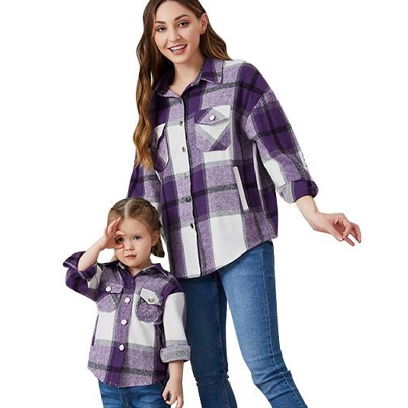 Mom and daughter outlet matching plaid shirts