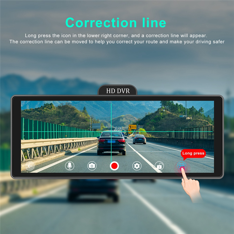 10.26Inch 4K DVR Car Monitor Carplay Android Dash Cam Dual Cameras, B. 