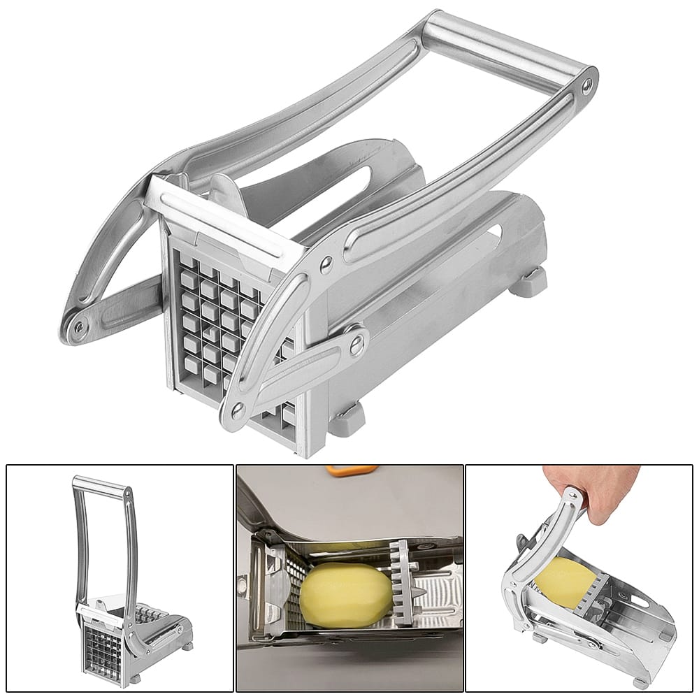 Commercial Stainless Steel 2-Blade French Fry Cutter Machine, Potato Chipper, Fries Slicer, Multi-Function Home Potato Chopper for Vegetable, Fruit. 