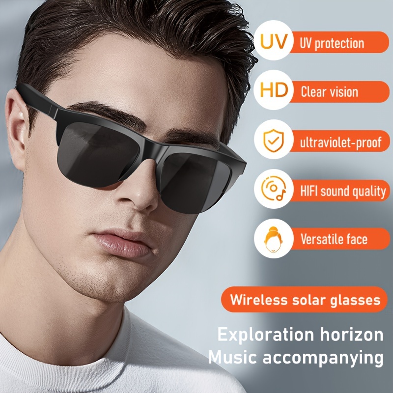 Unisex Smart Sunglasses with Hi-Res Audio, HD UV Protection, Wireless Calls & Music, Long Battery Life, Rechargeable, Touchpad Control. 