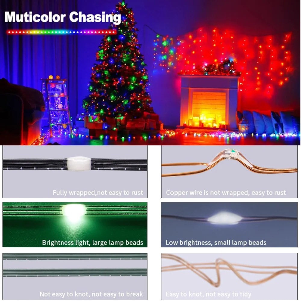 WS2812B RGBIC LED String 5M-20M Party Christmas Lights Dream Color WS2812 Addressable Individually String Outdoor Waterproof 5V. 