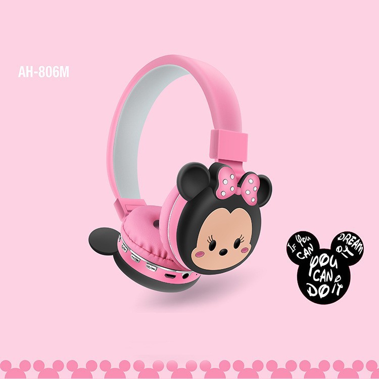 Factory wholesale AH-806M over-the-head cartoon Mickey Minnie Mouse image simple and cute Bluetooth stereo headphones. 