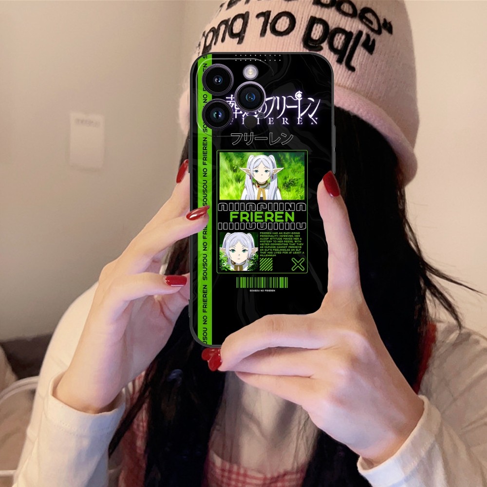 Anime Frieren Mobile Cell Phone Case for iPhone 15 14 13 12 11 X XR XS 8 7 Pro Max Plus Mini Black Soft Phone Cover Funda. 