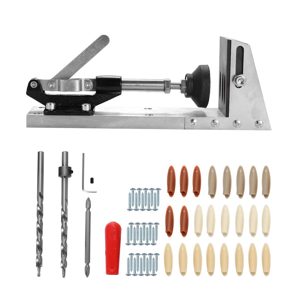 Woodworking Carpenter Kit System Inclined Hole Drill Tools Clamp Base Drill Bit Kit System Pocket Hole Jig Hand Tools. 