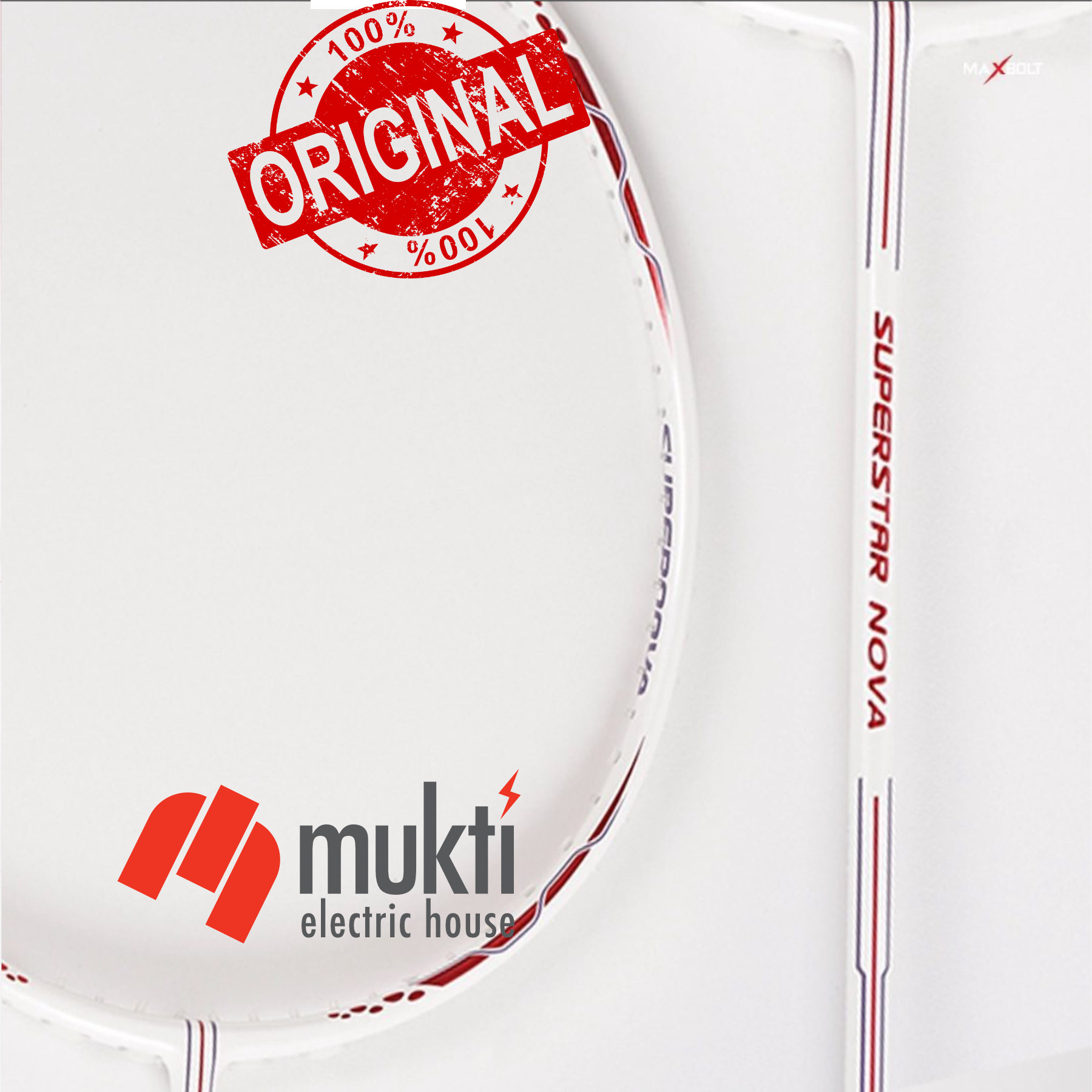 Korea Imported MAXBOLT Superstar Nova Unstrung White Badminton Racket Bat. 