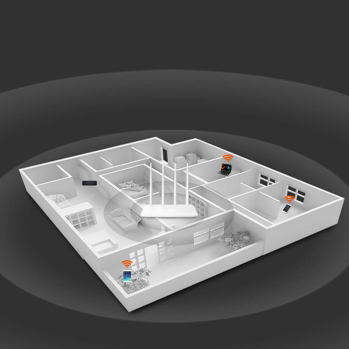 Tenda F6 N300 Single-Band 4 Antenna Easy Setup Wi-Fi Router. 