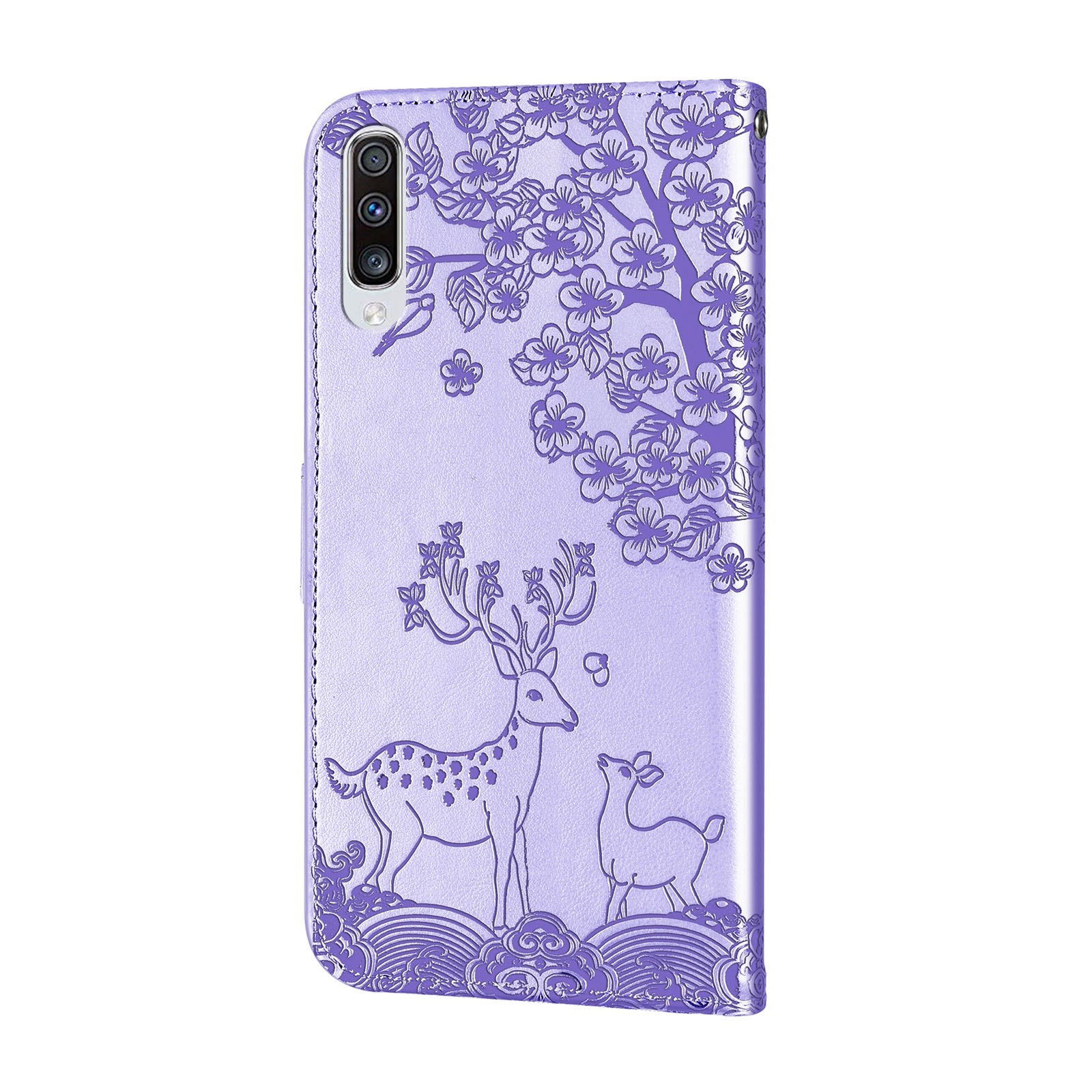 For Samsung Galaxy A50 Sika Deer Embossing Pattern Horizontal Flip PU Leather Case with Holder & Card Slot & Wallet & Photo Frame. 