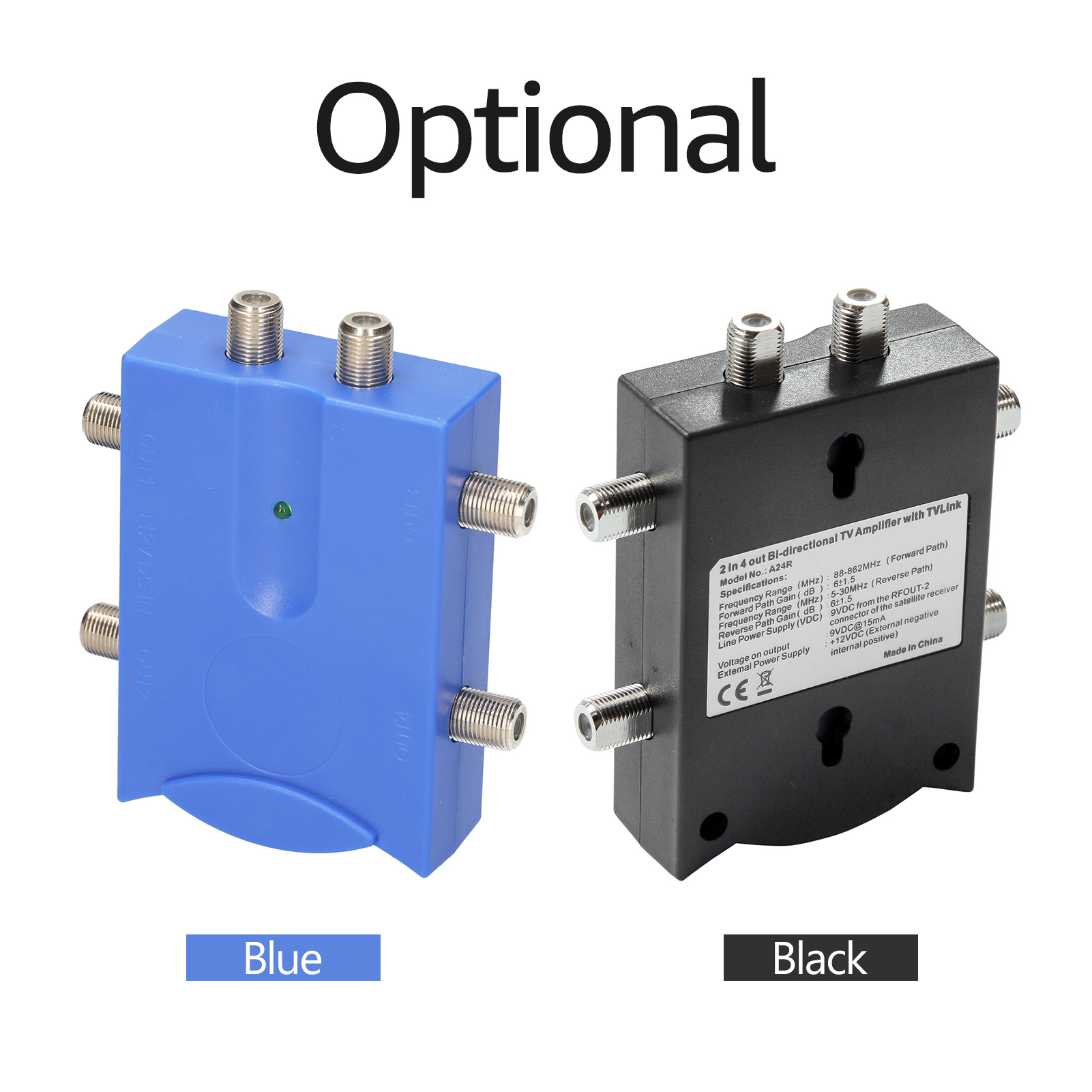 Bi-directional TV Amplifier 2 Inputs TV Antenna Signal Booster with 4 Outputs Low Noise TV Signal Splitter Antenna Signal Booster with Reverse Path for Indoor Use. 