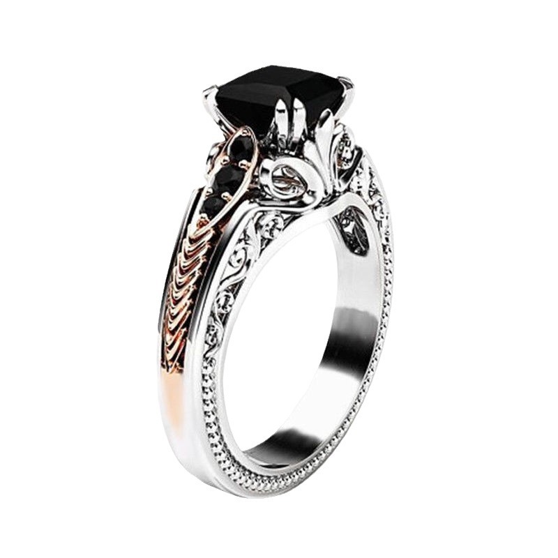 Jianjie Wish New Style Inlaid Natural Gradient Square Zircon Ring European and American full diamond micro-set women's fingers. 
