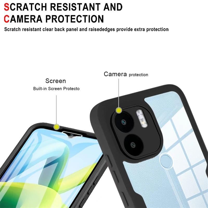For Xiaomi Redmi A1 A2 Redmi A2 A 1 RedmiA1 1A 6.52 Transparent Protector Case With Mobile Phone Film Cover Double Protect Shield Full Cover Casing HP. 