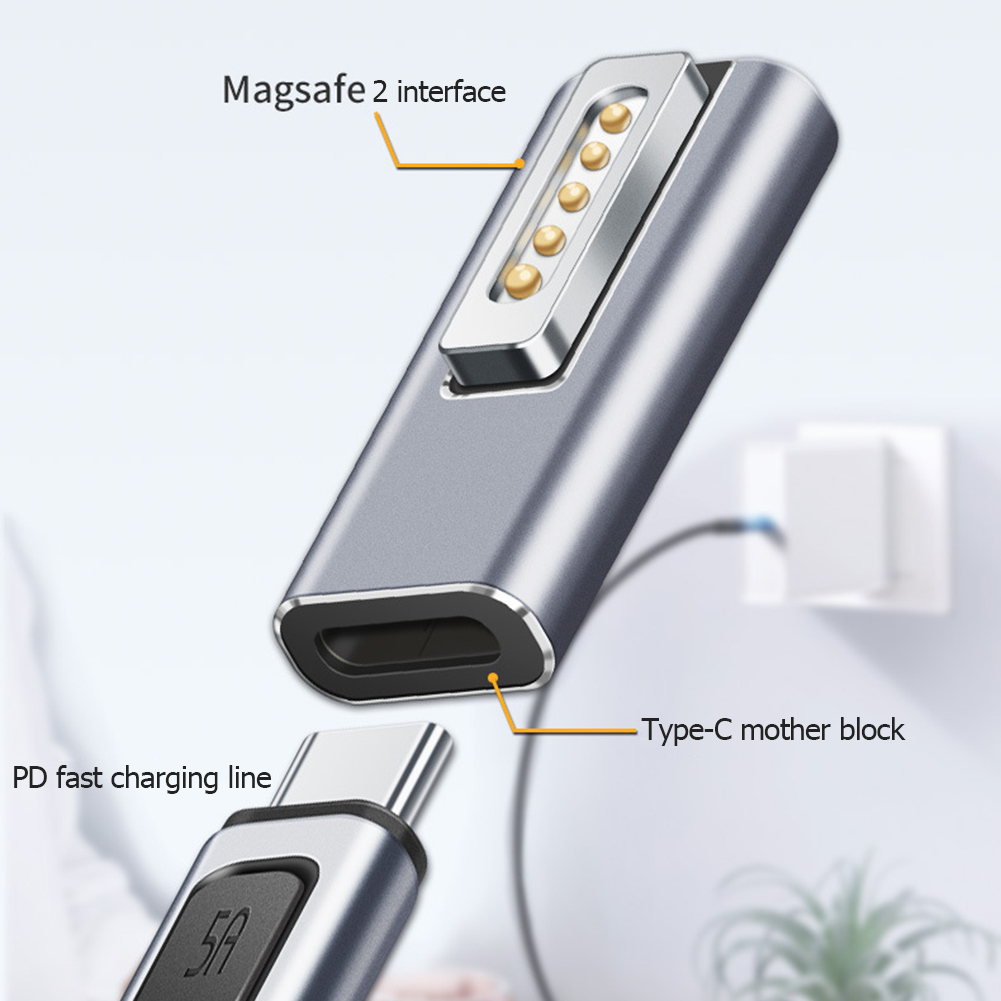 Magnetic USB C Adapter Type C/DC5521 to Magsafe* 2 /Magsafe1 Connector PD Quick Charge Adapter For MacBook Air/Pro. 