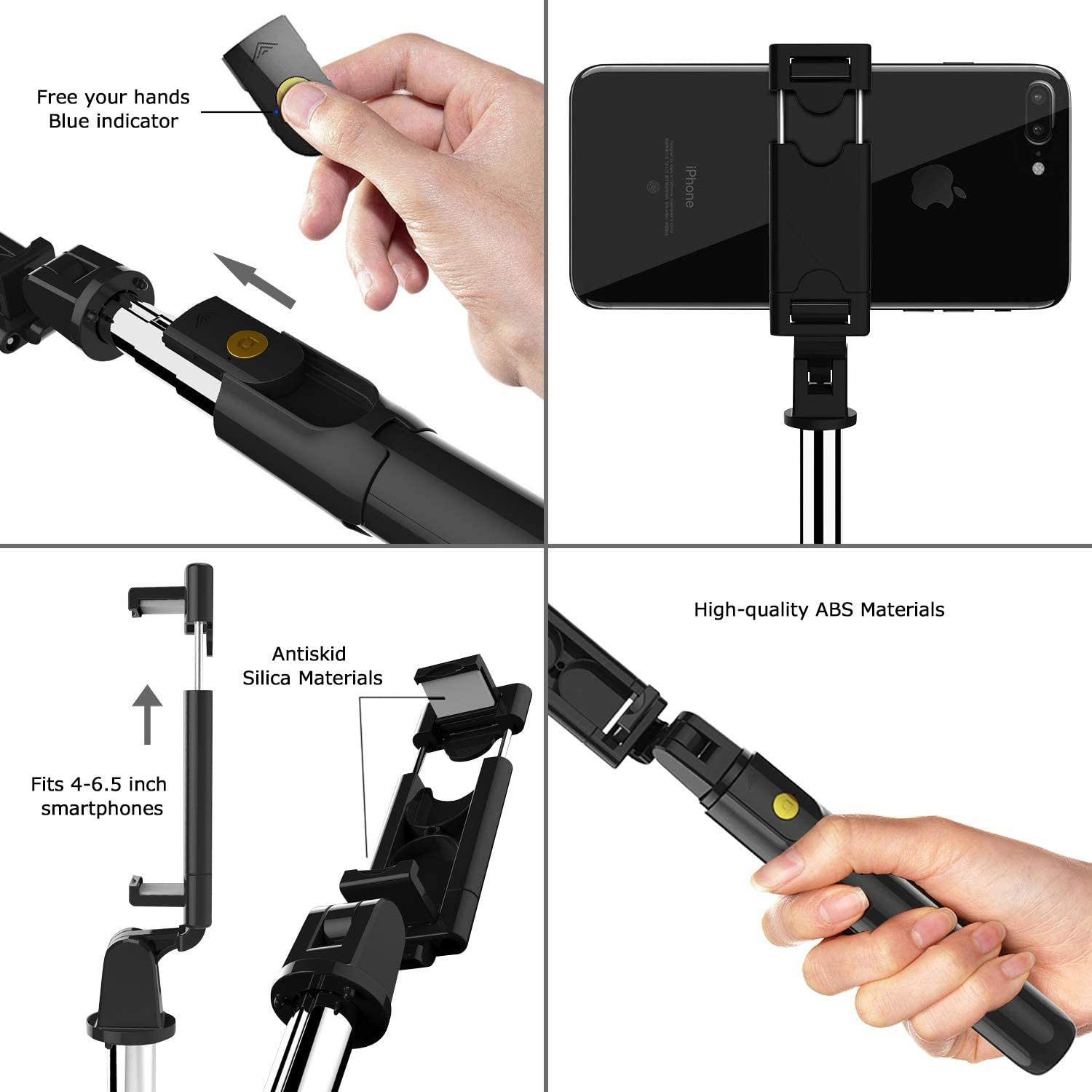 K07 Selfie Stick, Extendable Bluetooth Selfie Stick Tripod with Detachable Wireless Remote and Tripod Stand for Travel. 