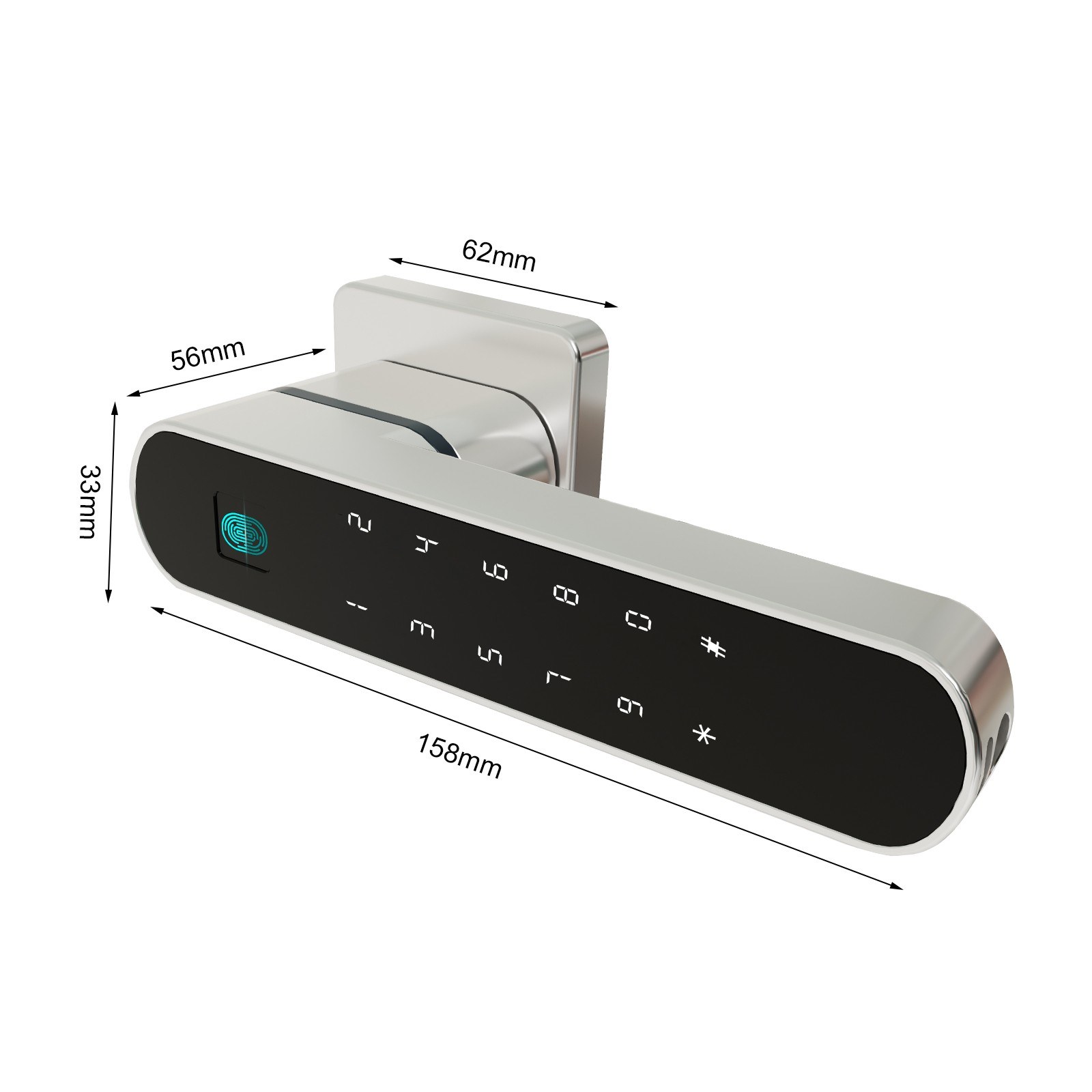 Smart door lock four in one keyless access to Tuya APP control - silver. 