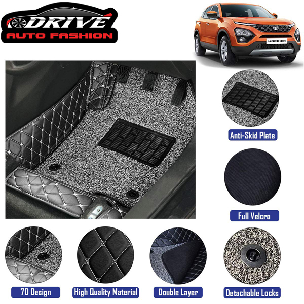 PVC LEATHER 7D CAR MAT , 7D Car Mats For 5 SeateR Luxurious car mats -BLACK & RED. 