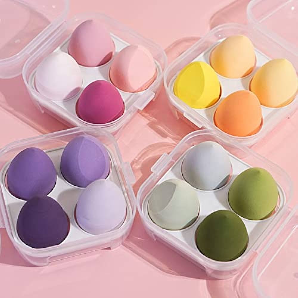 MISSLOOK Blender Sponge 4 Pcs in A Storage Box,Makeup Cosmetic Puff Makeup  Sponge With Storage Box Foundation Powder Sponge Beauty Tools Women Makeup  Accessories (Multicolour) : Amazon.in: Beauty