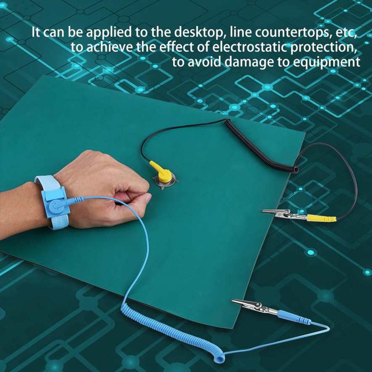 Anti Static Mat Electrostatic Discharge Anti-Static Wrist Strap Ground Wire Mat Set for CellPhone Repair