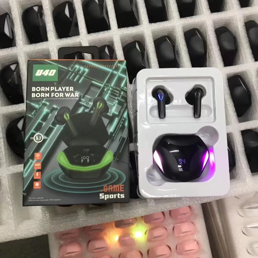 U40 wireless bluetooth headset private model TWS5.1 zero delay in-ear e-sports gaming bluetooth wireless headset. 