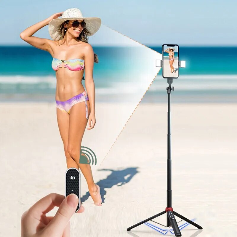 Xiaomi Tripod Selfie Stick Tripod Phone Holder Mobile Bluetooth Tripod Stand with Remote Control Ring Light Telescopic Rod. 