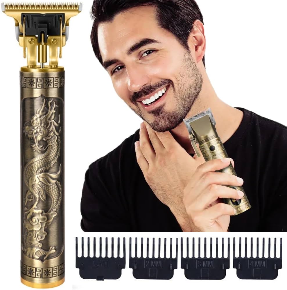 T9 Vintage USB 6500 charging cable with Rechargeable Hair Trimmer metal body Electric Hair Clipper Hair Cut Machine For Men. 