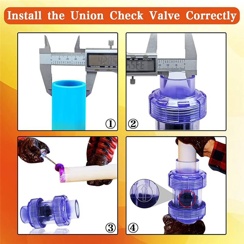 Check Valve 3/4 Inch True Union Check Valve Transparent Blue UPVC Check Valve Pipeline Check Valve One-Way Valve. 