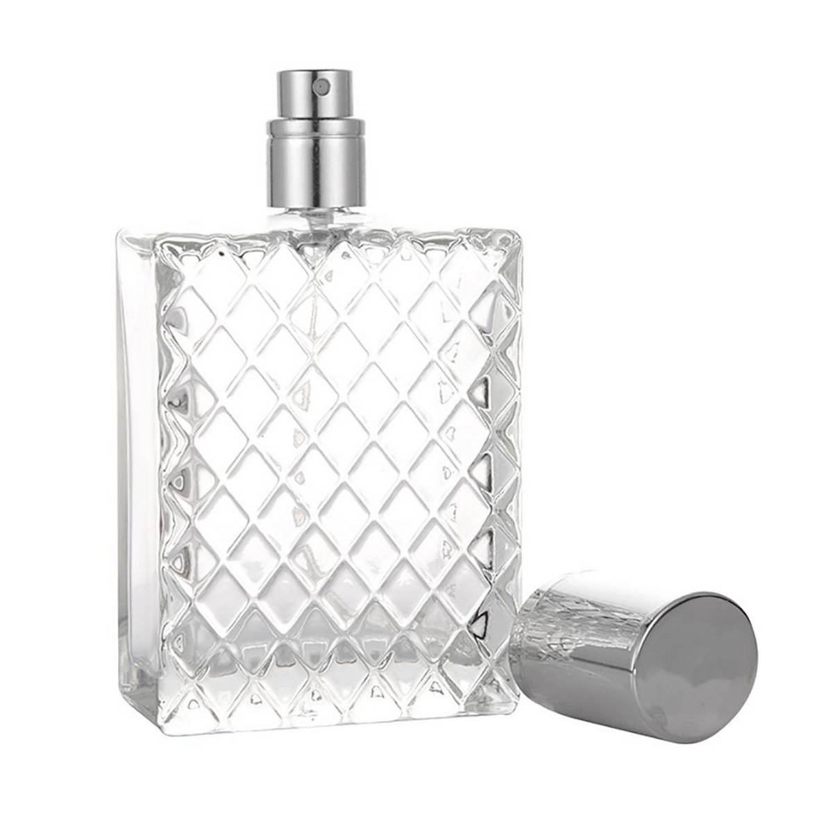 100ml Square Grids Clear Travel Refillable Perfume Glass Empty Bottle. 