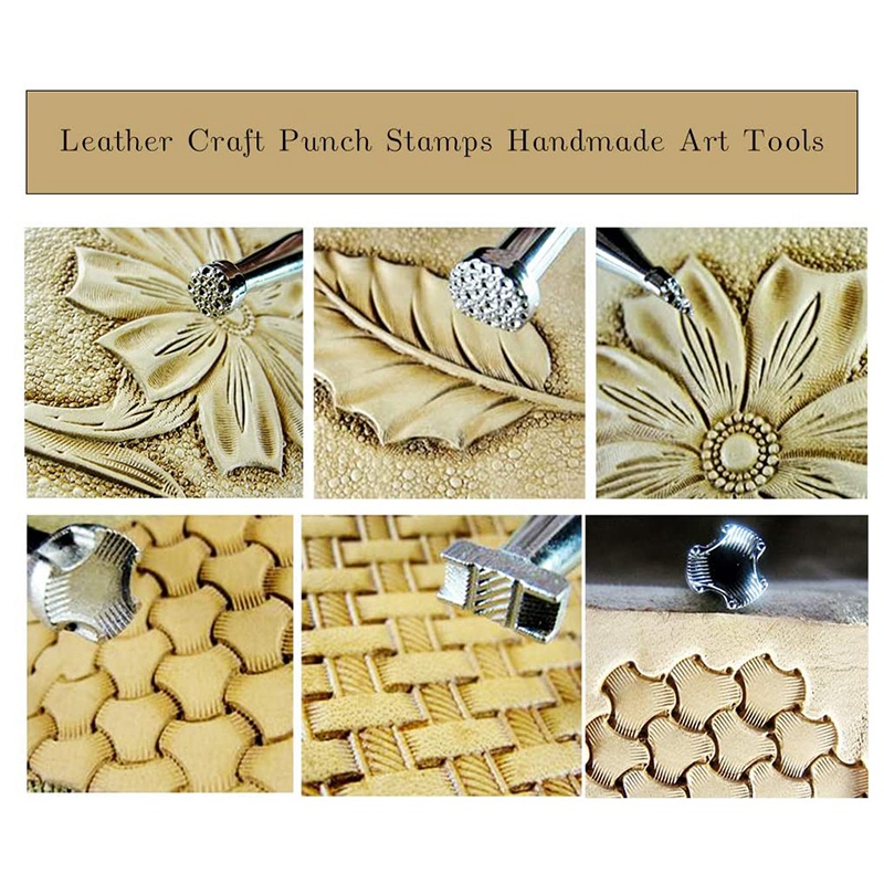 Practical product 6Pcs Leather Stamping Tools Leather Working Saddle Making Stamps Set Special Shape Stamp Punch Set Leather Craft Tools. 