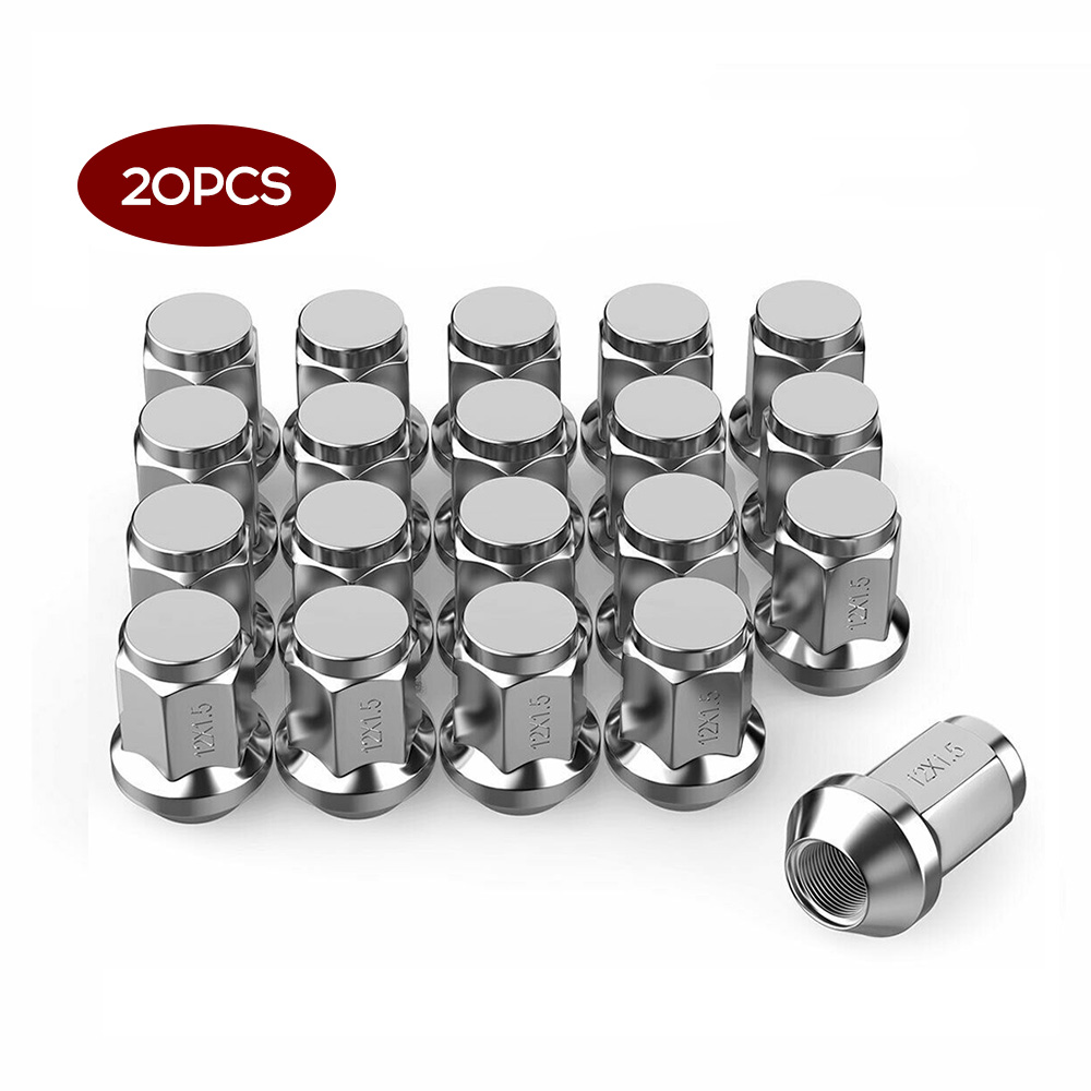 20Pcs Lug Nuts Bulge Acorn 12x1.5 Chrome Wheel Nut Replacement for F-ord F-usion F-ocus E-scape. 