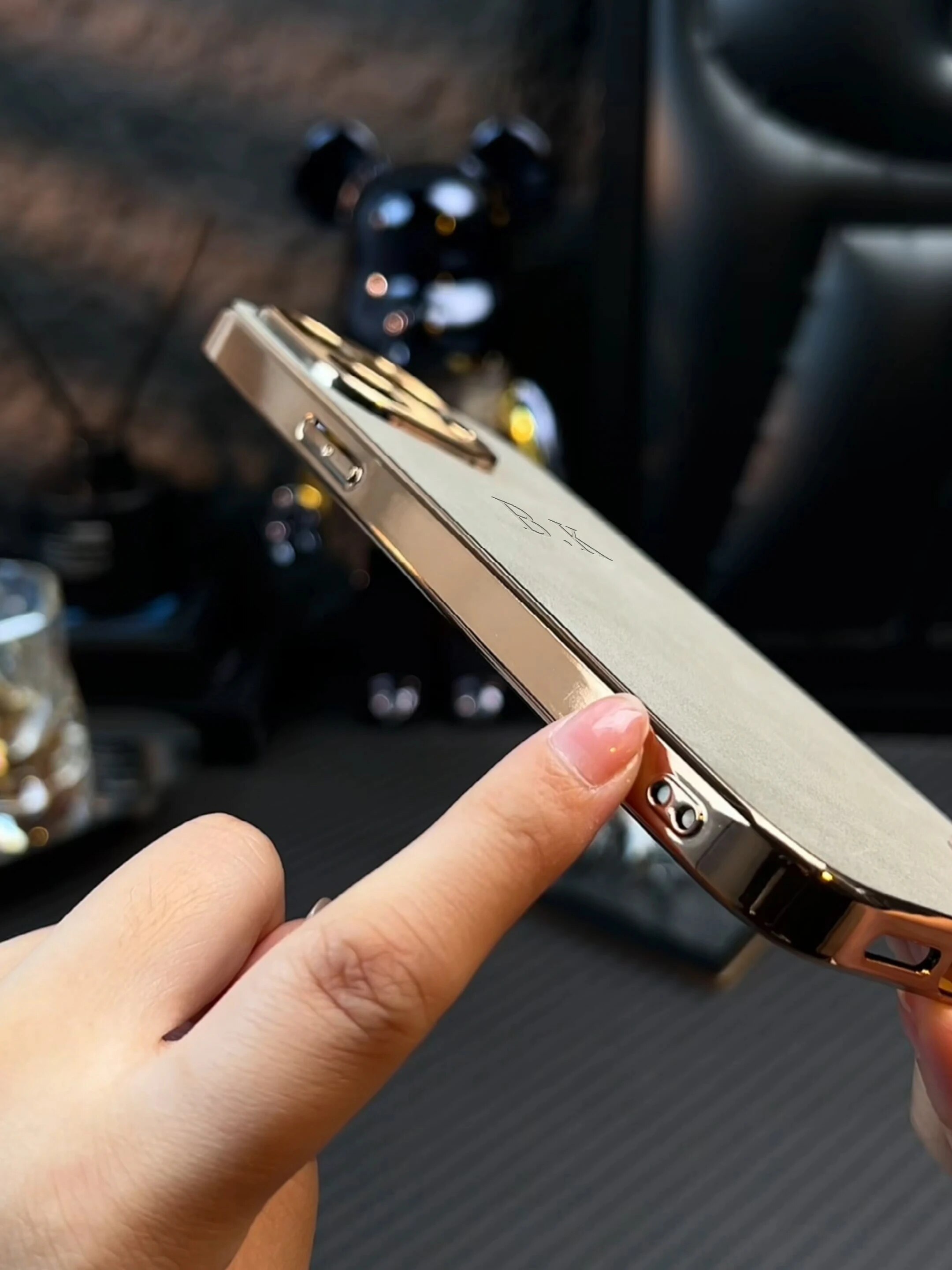 Leather Personalised Customized Name Case For Iphone 11 12 13 14 15 Pro Max Electroplated Frame Lambskin Initials Cover 11 15Pro. 