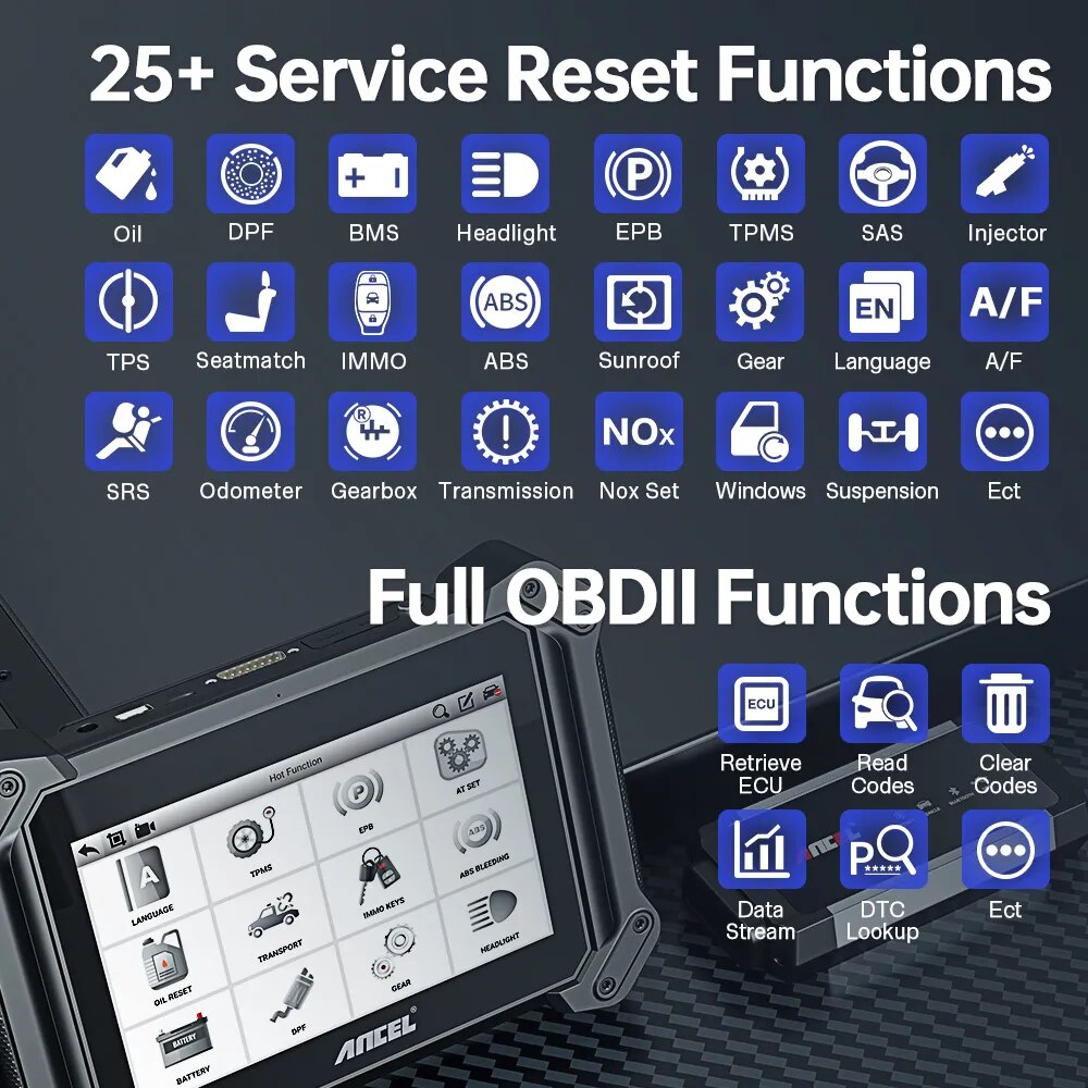 ANCEL V6 PRO OBD2 Automotive Scanner Full System Scan Tool IMMO DPF ABS 25+Reset Professional OBD2 Car Diagnostic Tools PK MK808. 