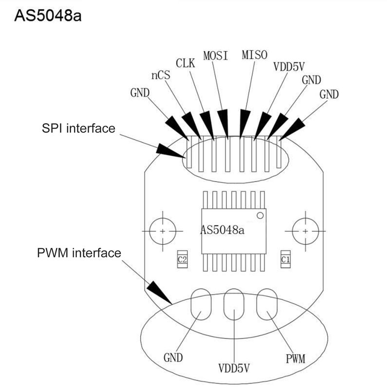 AS5048 Magnetic Encoder Sets PWM and SPI Interface Precision 14 Bit Holder. 