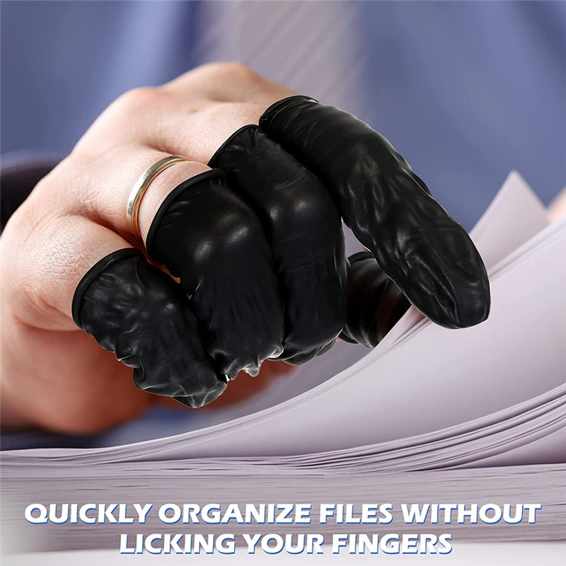 800 Pcs Disposable Latex Finger Cots Protective Fingertips Gloves Replacement Black Anti Static Finger Cots Rubber Finger Sleeves