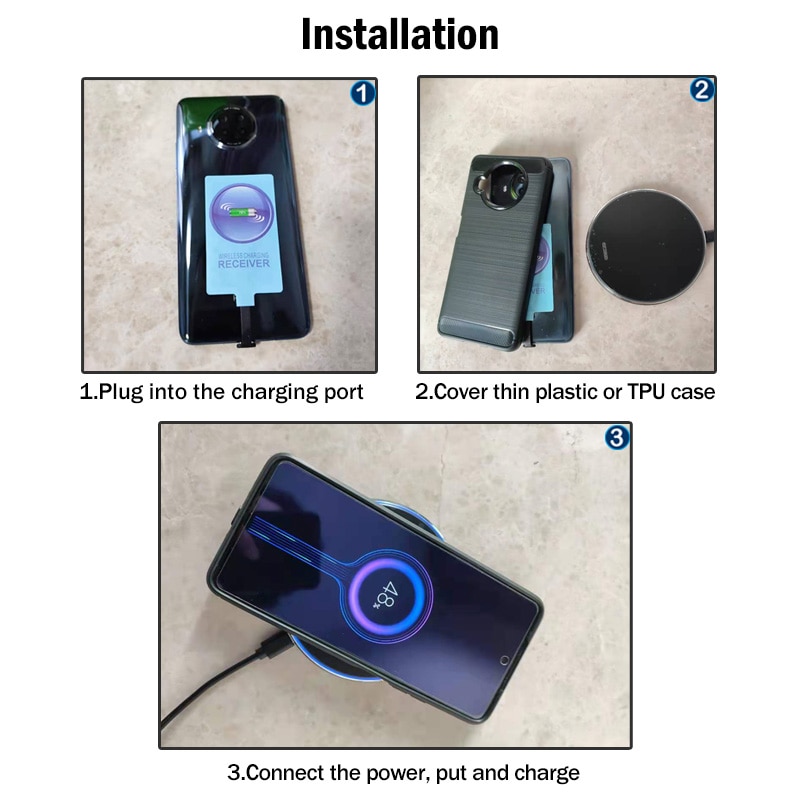 Qi Wireless Charger & Receiver for Samsung Galaxy M01 M02 M10 A01 A02 A10 A6 A7 A6+ 2018 Wireless Charging Micro USB Adapter BQ. 