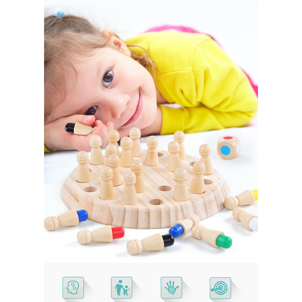 【happy one】Kids Game Wooden Memory Match Stick Chess Game Educational Color Cognitive Ability Fun Block Board Toys For. 
